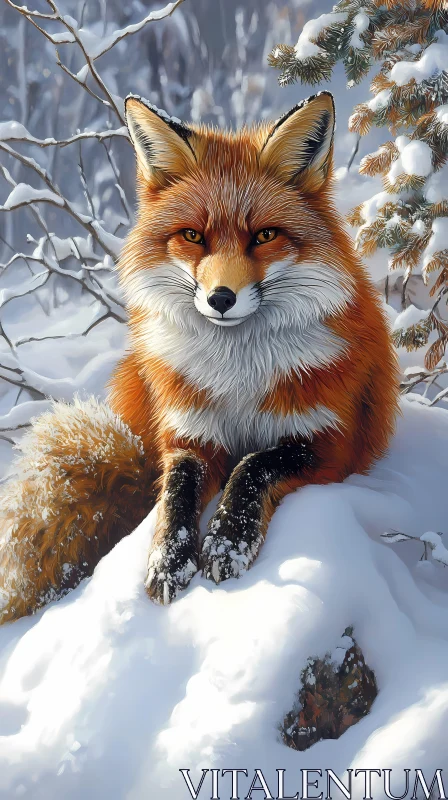 AI ART Fox Amidst Snowy Wilderness