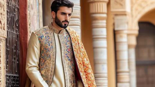 Pensive Man in Ethnic Clothing