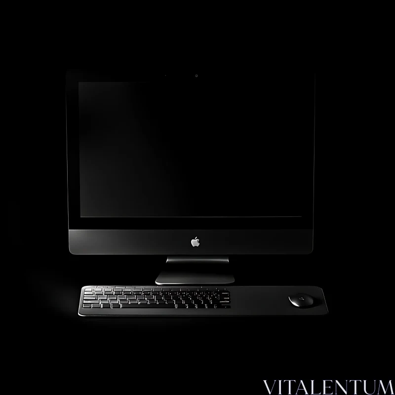 Modern Black Desktop with Keyboard and Mouse AI Image