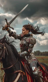 Armored Woman Warrior with Sword