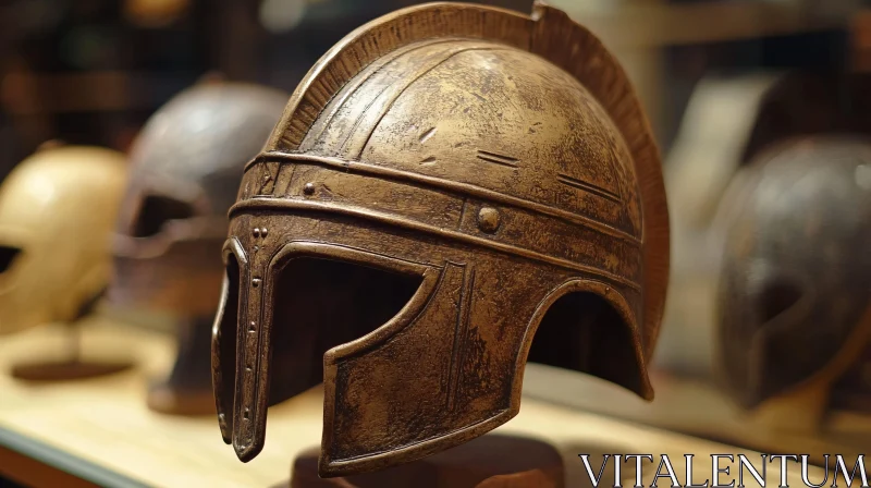 Bronze Warrior Helmet Still Life AI Image