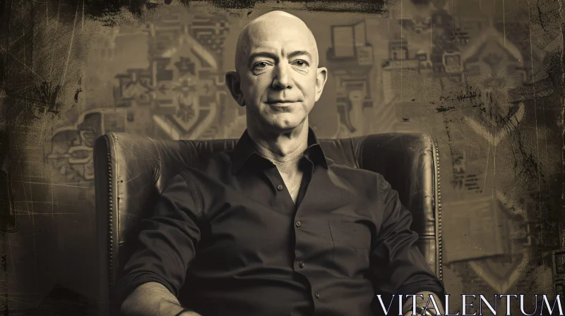 AI ART Jeff Bezos Seated in Leather Chair