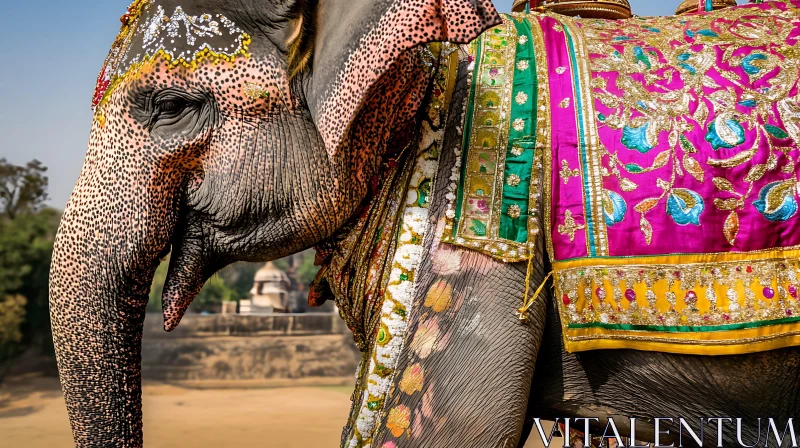 Indian Elephant with Ornaments AI Image