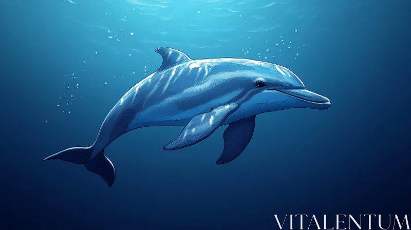 Oceanic Dolphin in Blue Tranquility AI Image