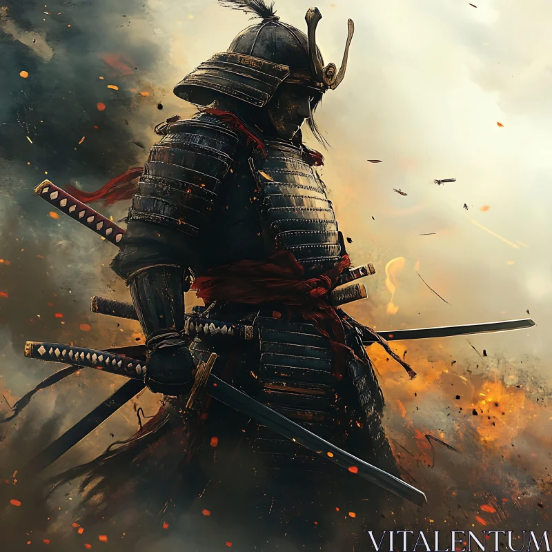 Samurai Warrior in Battle Stance AI Image