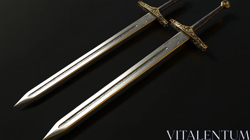 AI ART Pair of Medieval Swords