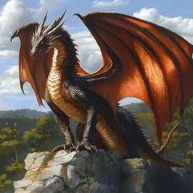 Bronze Scaled Dragon Overlooking Forest