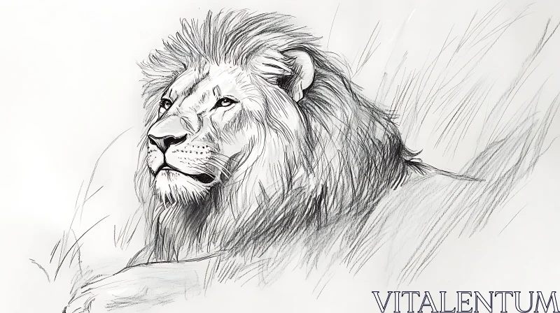 AI ART Resting Lion Drawing