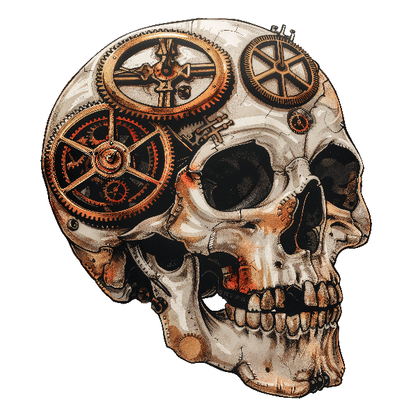 Mechanical Skull Art POD Design