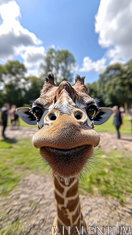 Giraffe Portrait in Wildlife AI Image