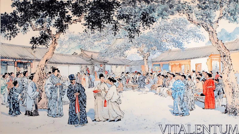 Historical Chinese Gathering Painting AI Image