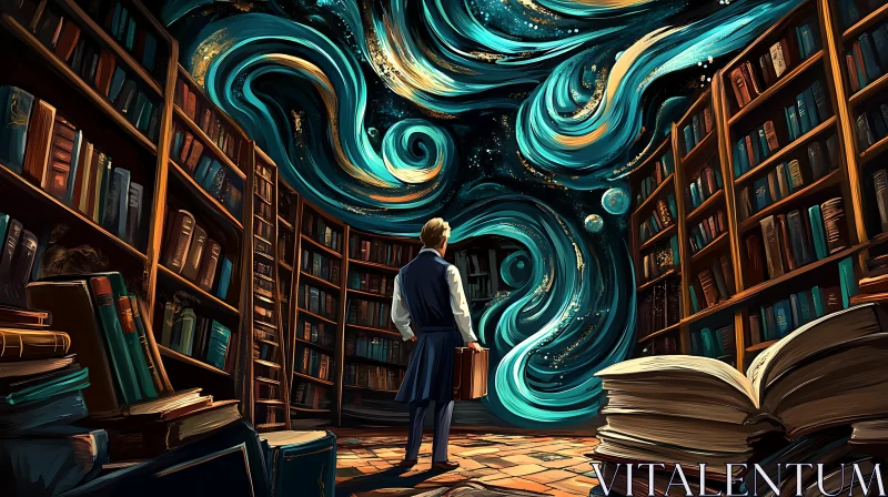 AI ART Swirling Library Art