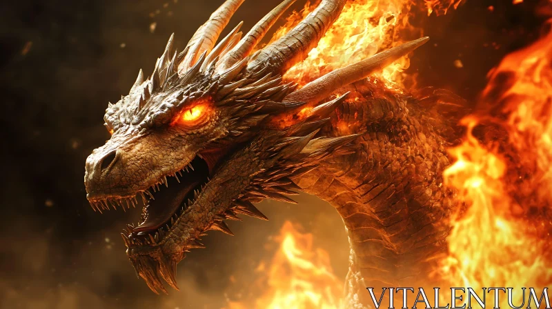 Fiery Dragon Portrait AI Image