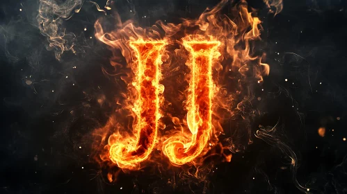 Burning Letters 'JJ' with Smoke Effects