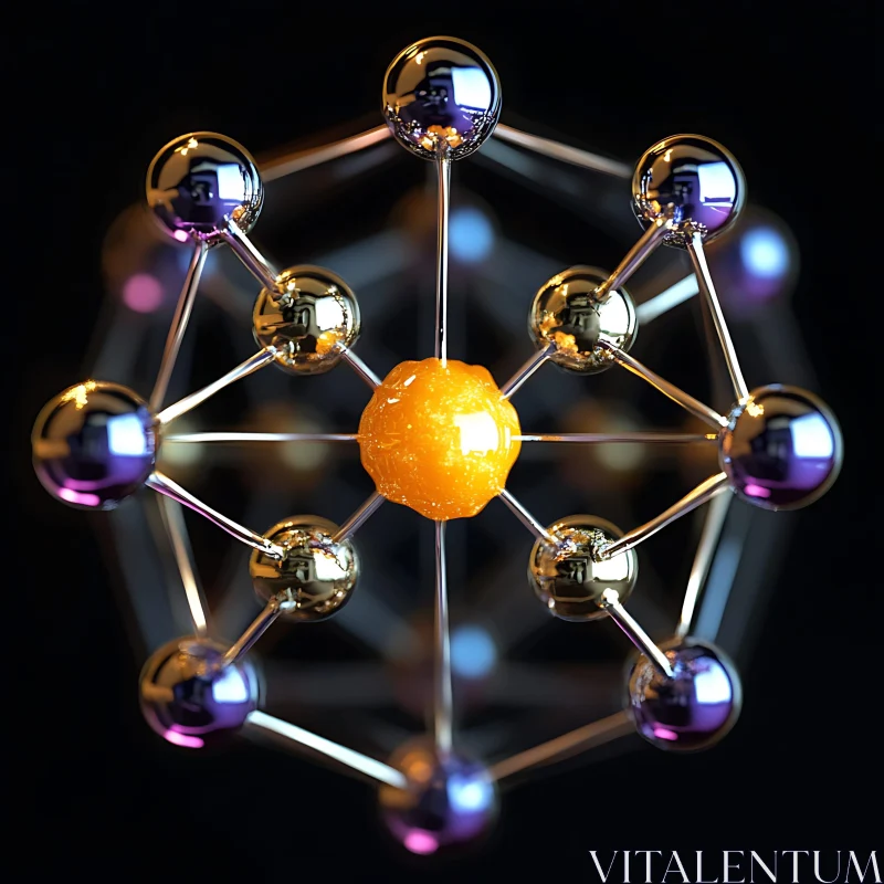 Modern Geometric Abstract with Metallic Spheres AI Image