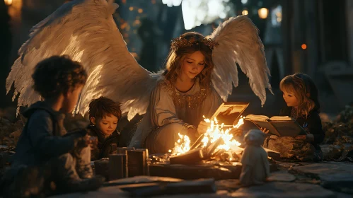 Angelic Guardian Reading to Children