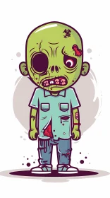 Animated Green Zombie in Blue Attire Illustration