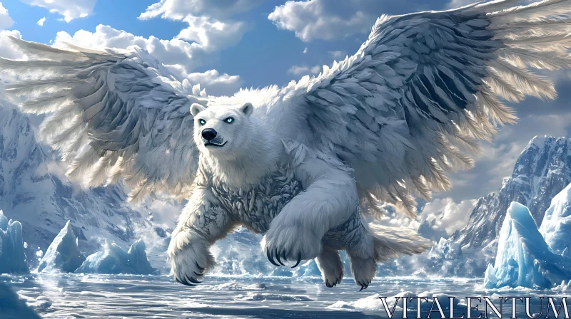 AI ART Majestic Polar Bear with Wings