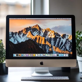 iMac Setup with Stunning Mountain View