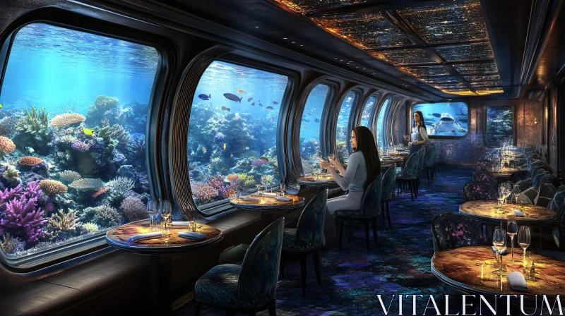 Underwater Fine Dining Experience AI Image