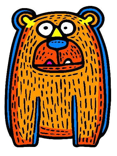 POD Design Cartoon Bear Illustration: A Study in Surprise and Fear