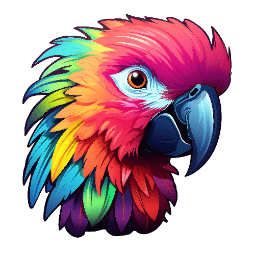 Colorful Parrot Head Illustration for Printables POD Design