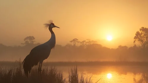 Sunrise Crane Silhouette