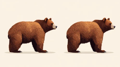 Geometric Brown Bears Illustration