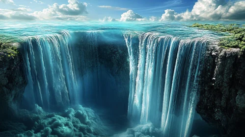 Ocean Meets Waterfall in Surreal Landscape