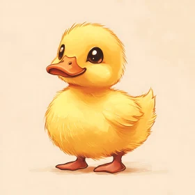 Cute Duckling with Fluffy Feathers and Big Eyes
