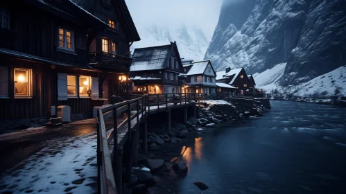 Norwegian Town by River in Evening: A Cabincore Aesthetic