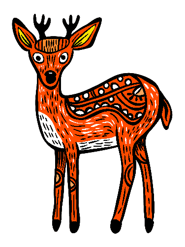 Orange Deer Portrait on Transparent Background POD Design