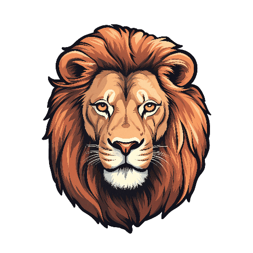 POD Design Regal Lion Head Vector Illustration on Transparent Background