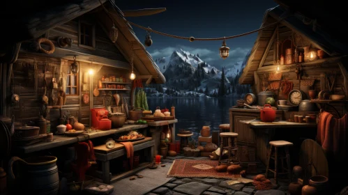 Winter Cabin in the Snow - Epic Fantasy Style