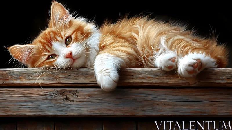 Relaxed Cat on Fence AI Image