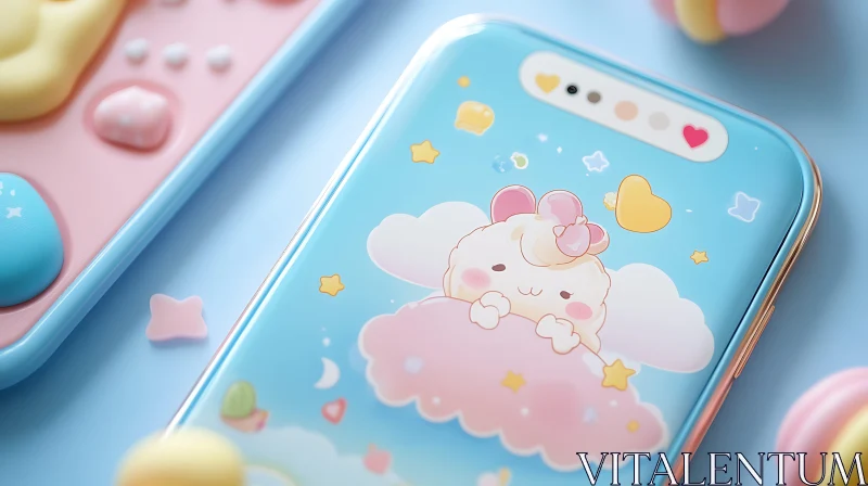 Cartoon Character on Cloud Phone Case AI Image