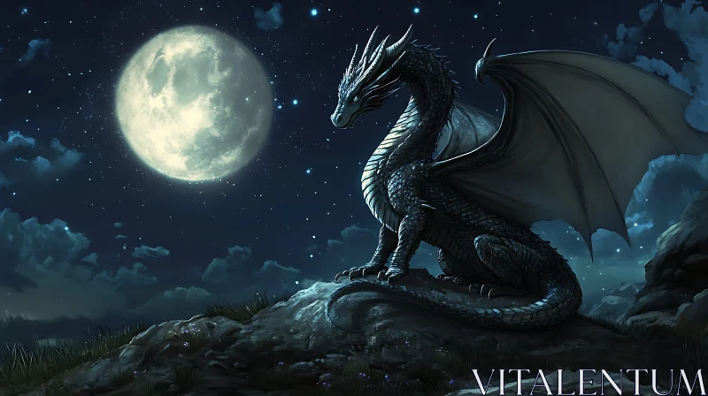 AI ART Moonlit Dragon Guardian