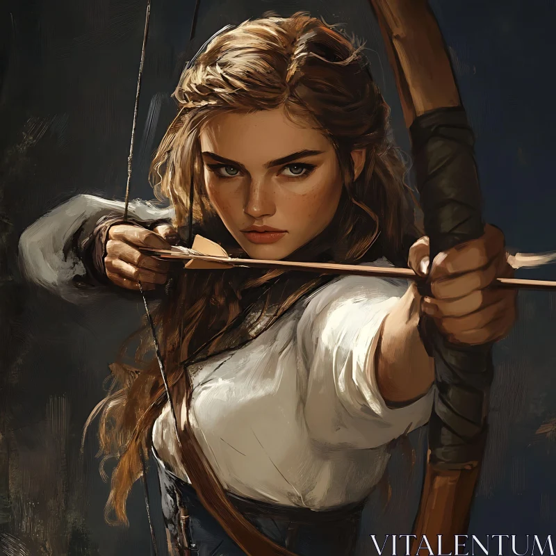 Female Warrior with Bow and Arrow AI Image