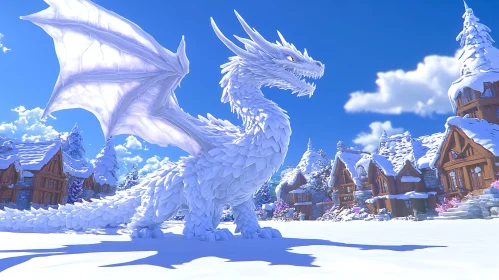 Icy Guardian Over Winter Village