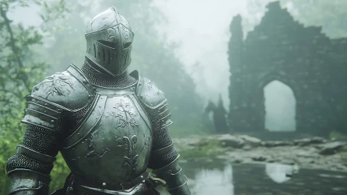 Armored Knight in Forest Setting