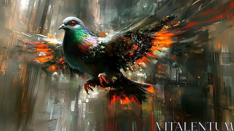 AI ART Abstract Pigeon Art in Urban Setting