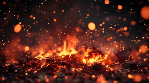 Embers with Sparks in Dark Background