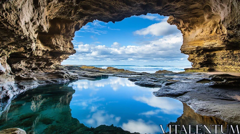 AI ART Tranquil Waters in a Coastal Cave