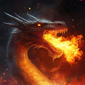 Fantasy Dragon Igniting Flames