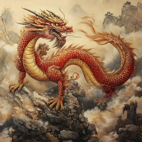 Crimson Dragon Guardian of the Mountains