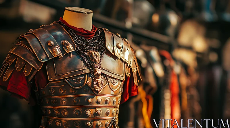 Antique Roman Soldier Armor on Display AI Image