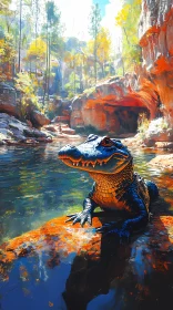 Tranquil Alligator Landscape