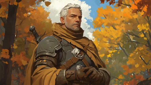 Armored Warrior Portrait in Fall