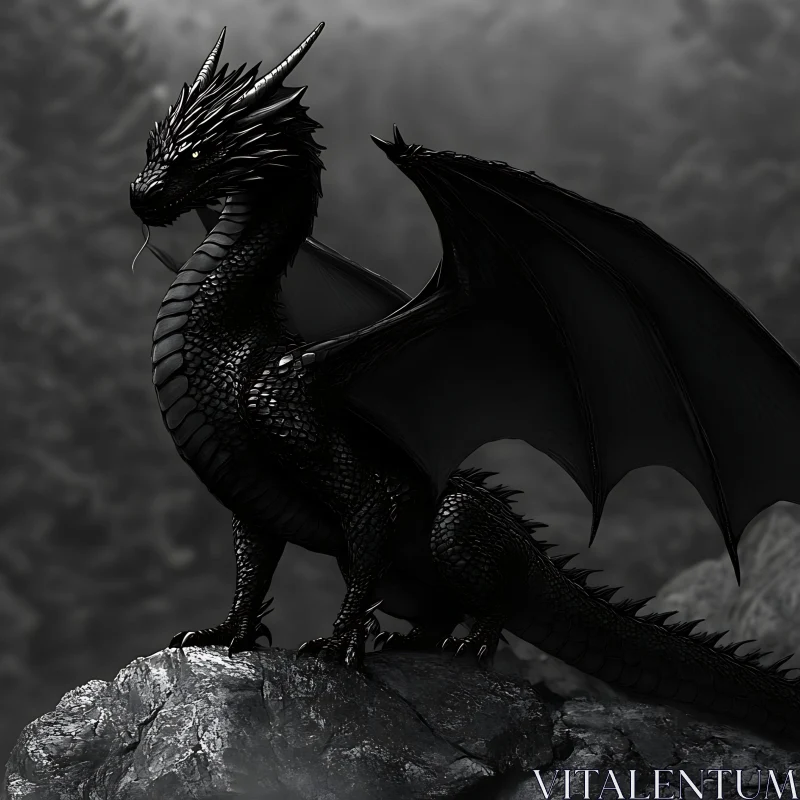 AI ART Fantasy Black Dragon Art