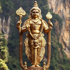 Ornate Gold Statue of Hindu God